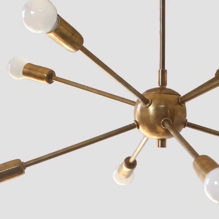 8灯ミッドセンチュリー真鍮スプートニクシャンデリア照明器具 - Etsy 日本